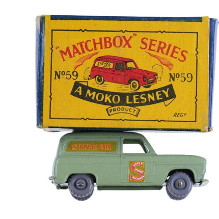 Moko Lesney Matchbox 59 Ford Singer Nähmaschinenwagen aus den 1950er Jahren mit Box