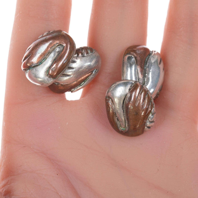 William Spratling(1900-1967) Taxco Modernist sterling mixed metal cufflinks