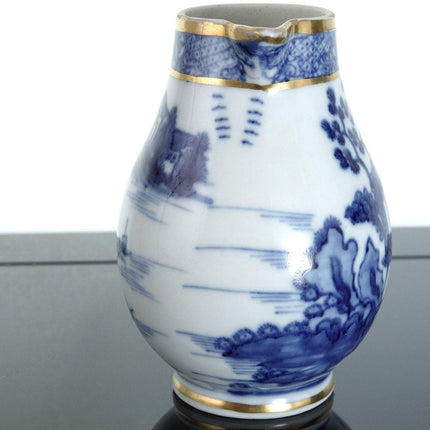 c1820 Chinese Blue Underglaze decorated mini Jug with gold decoration