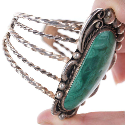 Vintage Native American Sterling Malachite cuff