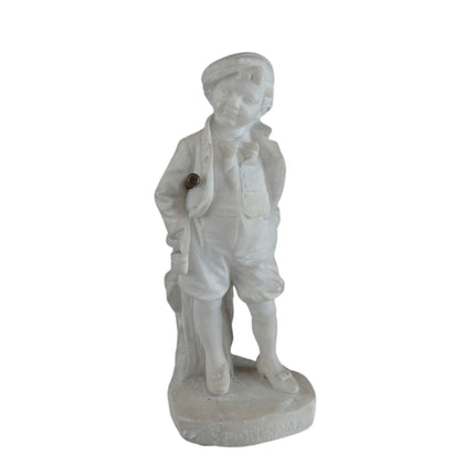 c1890 Sportsman Carved Italian Alabaster Figure by Picciole 11" tall