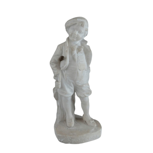 c1890 Sportsman geschnitzte italienische Alabasterfigur von Picciole, 11" hoch