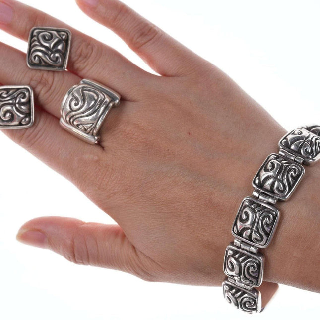 Retro Zina Sterling Bracelet earrings/ring set