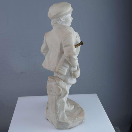 c1890 Sportsman Carved Italian Alabaster Figure by Picciole 11" tall