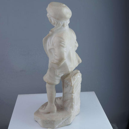 c1890 Sportsman Carved Italian Alabaster Figure by Picciole 11" tall