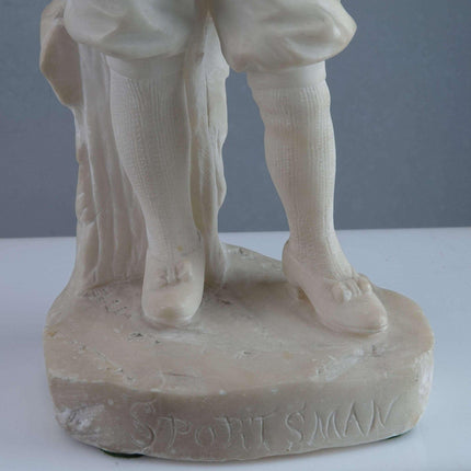 c1890 Sportsman Carved Italian Alabaster Figure by Picciole 11" tall