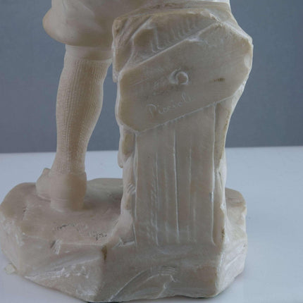 c1890 Sportsman Carved Italian Alabaster Figure by Picciole 11" tall