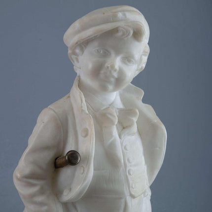 c1890 Sportsman Carved Italian Alabaster Figure by Picciole 11" tall