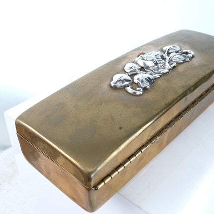 Art Deco Mixed Metal 830 Silver on Brass Carl Larsen Denmark Silver Box with Amb