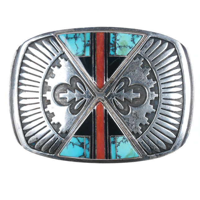 Cecil Ashley Navajo silver Multi-stone channel inlay belt buckle