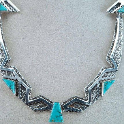 Nusie Belon  Navajo Sterling Turquoise Choker and Earrings set