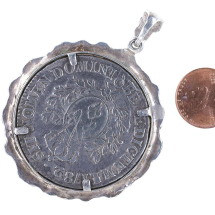 French 1782 1/5 Écu - Louis XVI Silver coin in sterling bezel pendant