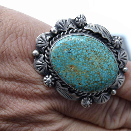 sz8 Sterling Silver Kingman Waterweb turquoise ring