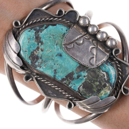 Vintage Native American Sterling/turquoise cuff bracelet h