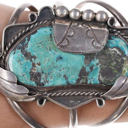 Vintage Native American Sterling/turquoise cuff bracelet h