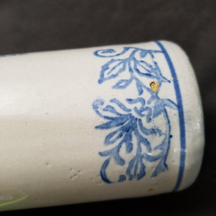 Blue and White Stoneware Cameron, Texas Advertising Rolling Pin c.1905 j.d. Robb