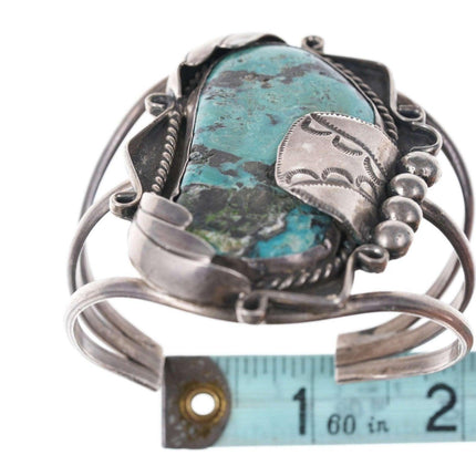 Vintage Native American Sterling/turquoise cuff bracelet h