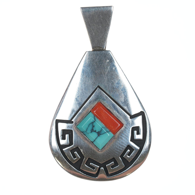 Alvin and Lula Begay Navajo silver, turquoise, and coral pendant