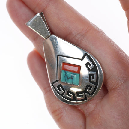 Alvin and Lula Begay Navajo silver, turquoise, and coral pendant