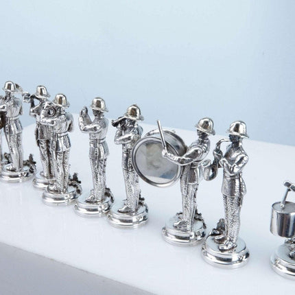 Italian 800 Silver Place Card Holders representing a Military Marching Band by F