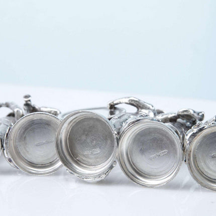 Italian 800 Silver Place Card Holders representing a Military Marching Band by F