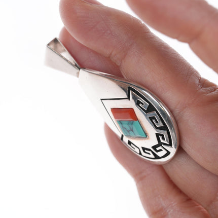 Alvin and Lula Begay Navajo silver, turquoise, and coral pendant