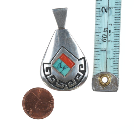 Alvin and Lula Begay Navajo silver, turquoise, and coral pendant