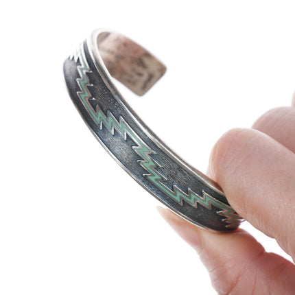 6 5/8" Kabana Sterling and turquoise enamel cuff bracelet