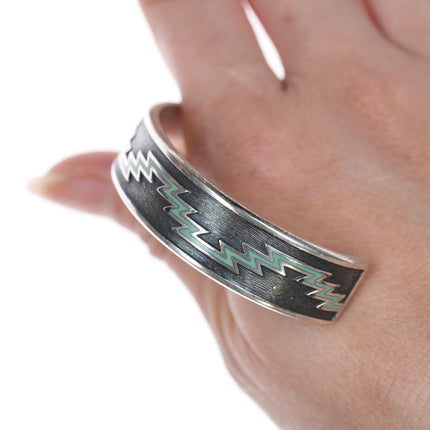 6 5/8" Kabana Sterling and turquoise enamel cuff bracelet