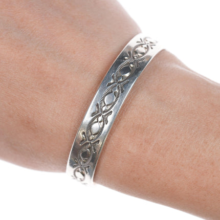 6.25" Ed Navajo Heavy stamped silver cuff bracelet