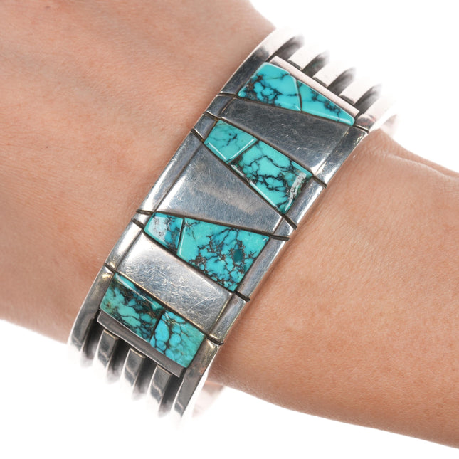 7.5" Ron Henry Navajo sterling cobblestone turquoise cuff bracelet