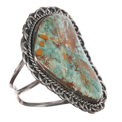 6 7/8" Huge Vintage Ceremonial Kingman turquoise slab sterling cuff bracelet