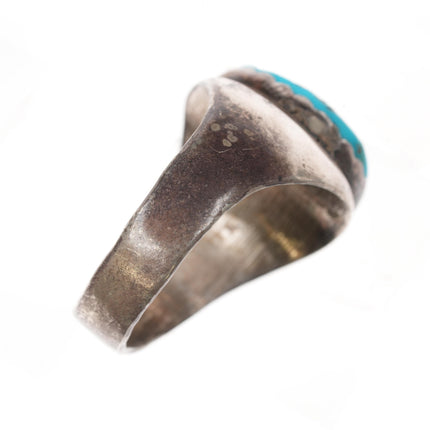 sz12.75 JS Native American sterling ring with carved turquoise