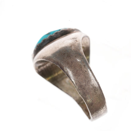 sz12.75 JS Native American sterling ring with carved turquoise