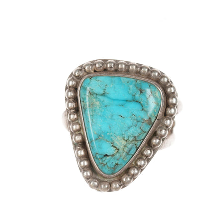 sz6.5 50's-60's Vintage Native American sterling ring with triangle turquoise