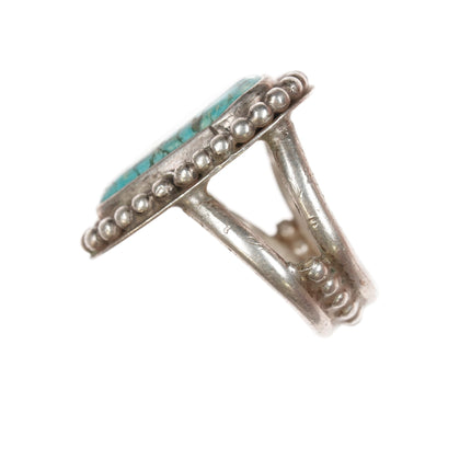 sz6.5 50's-60's Vintage Native American sterling ring with triangle turquoise