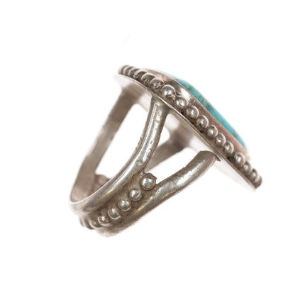 sz6.5 50's-60's Vintage Native American sterling ring with triangle turquoise