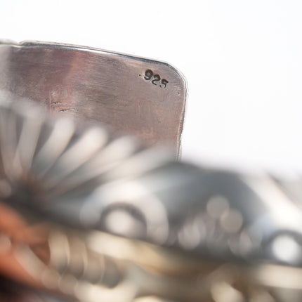 6.5" Native American 14k/Sterling heavy stamped cuff bracelet