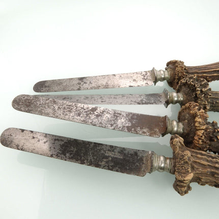 c1850 Deer Antler Handled Knife Set by Traversier A St Germain