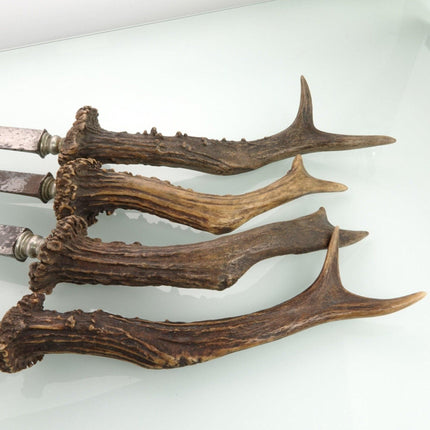 c1850 Deer Antler Handled Knife Set by Traversier A St Germain