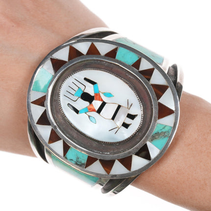 6.75" Albert Platero Navajo Silver inlaid cuff bracelet