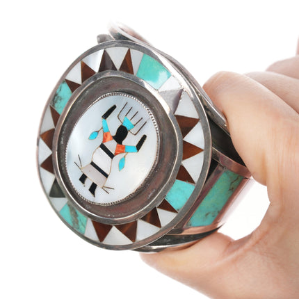 6.75" Albert Platero Navajo Silver inlaid cuff bracelet