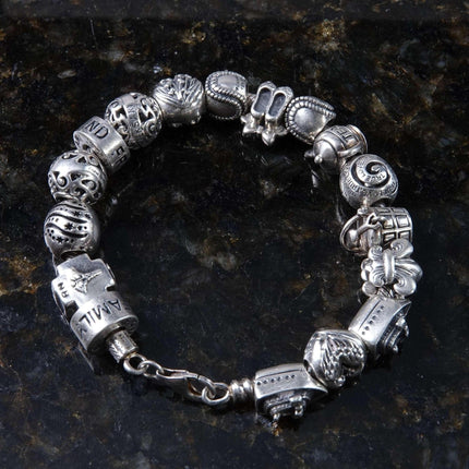 Chamilia Cham Sterling Silver Charm Bracelet with 17 Charms