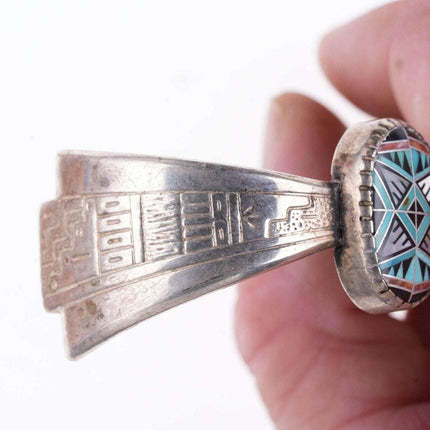 Roderick Tenorio Carolyn Pollack Southwestern Sterling Inlaid Turquoise Cuff Bra