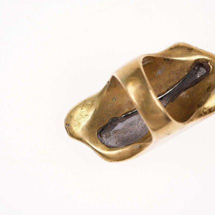 sz8 1970er Jahre mexikanischer Sterling/Messing Brutalist Freeform Ring