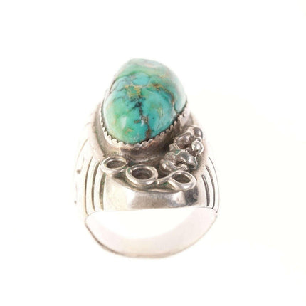 Sz8.5 Large Vintage Native American Sterling/turquoise men's ring