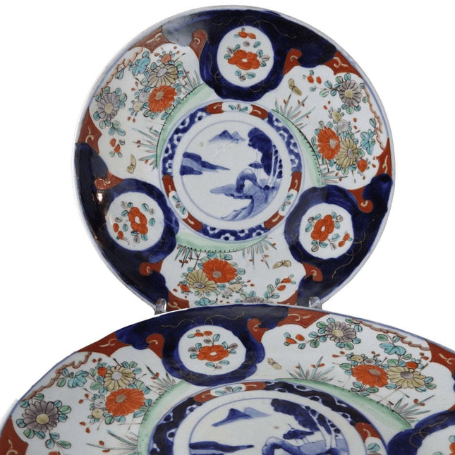 c1880 Meiji Period Japanese Imari Charger Pair 12.25"