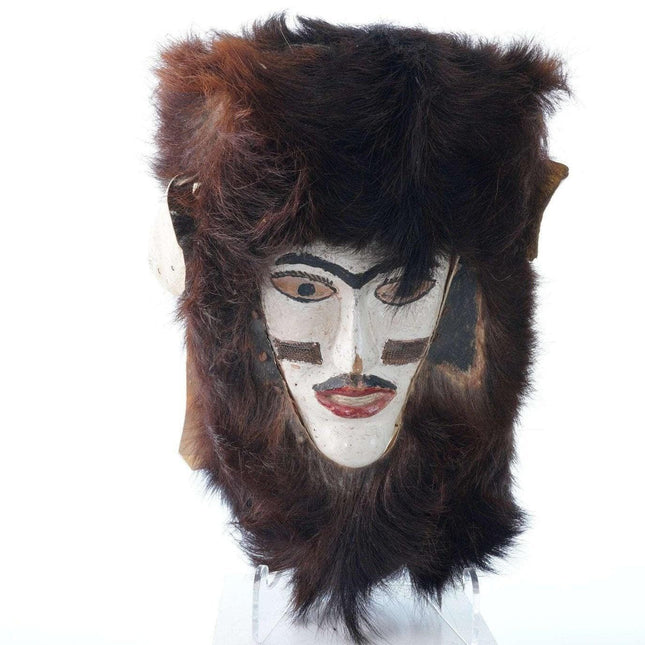 Vintage Mexican Holy Week Ceremonies brn fur covered mask