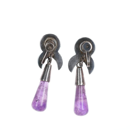 Antonio Pineda (1919-2009) Taxco articulating silver and amethyst pin/earrings