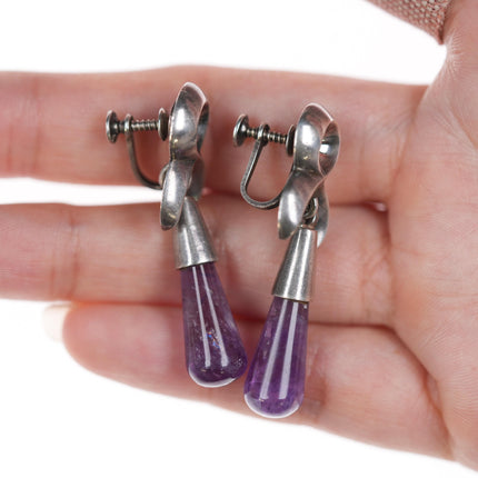 Antonio Pineda (1919-2009) Taxco articulating silver and amethyst pin/earrings